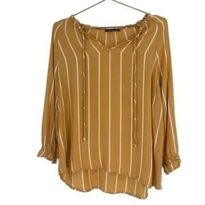 Como Black Top Plus size large shirt Stripe casual